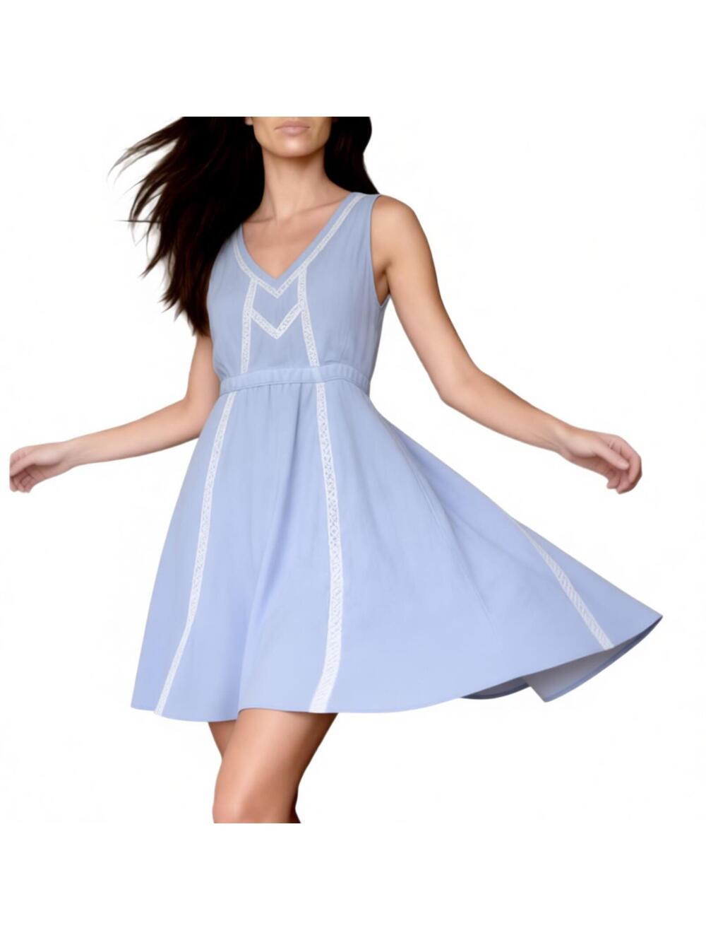 Lavender Lilac Sleeveless V-Neck Lightweight Lined Summer Dress Lace Detailing